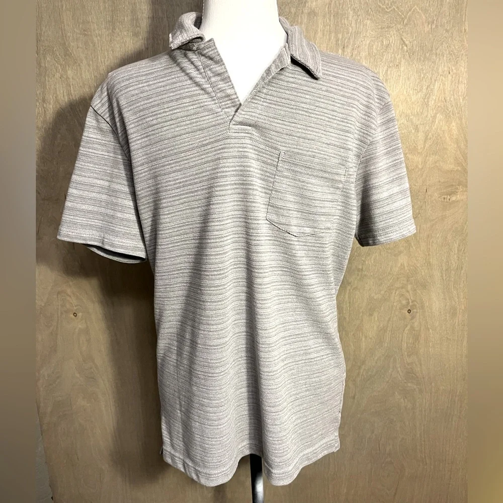 Banana Republic Grey Tonal Stripe Polo w/Chest Pocket  M
